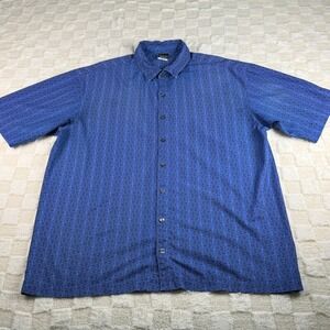 Nike Dri Fit Golf Shirt Mens XL Blue Floral Print Short Sleeve Button Up